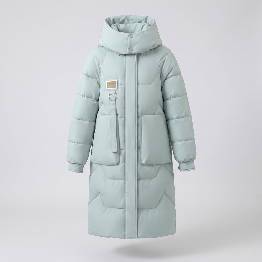 Bequemer Damen Wintermantel, lang & warm, Thermojacke mit Kapuze, perfekte Oberbekleidung für Frauen.