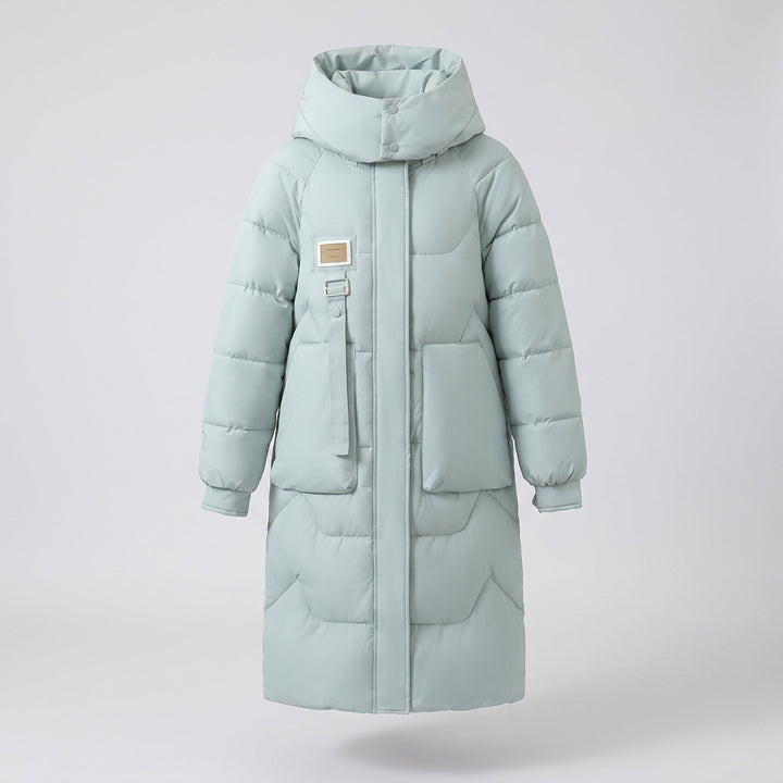 Bequemer Damen Wintermantel, lang & warm, Thermojacke mit Kapuze, perfekte Oberbekleidung für Frauen.
