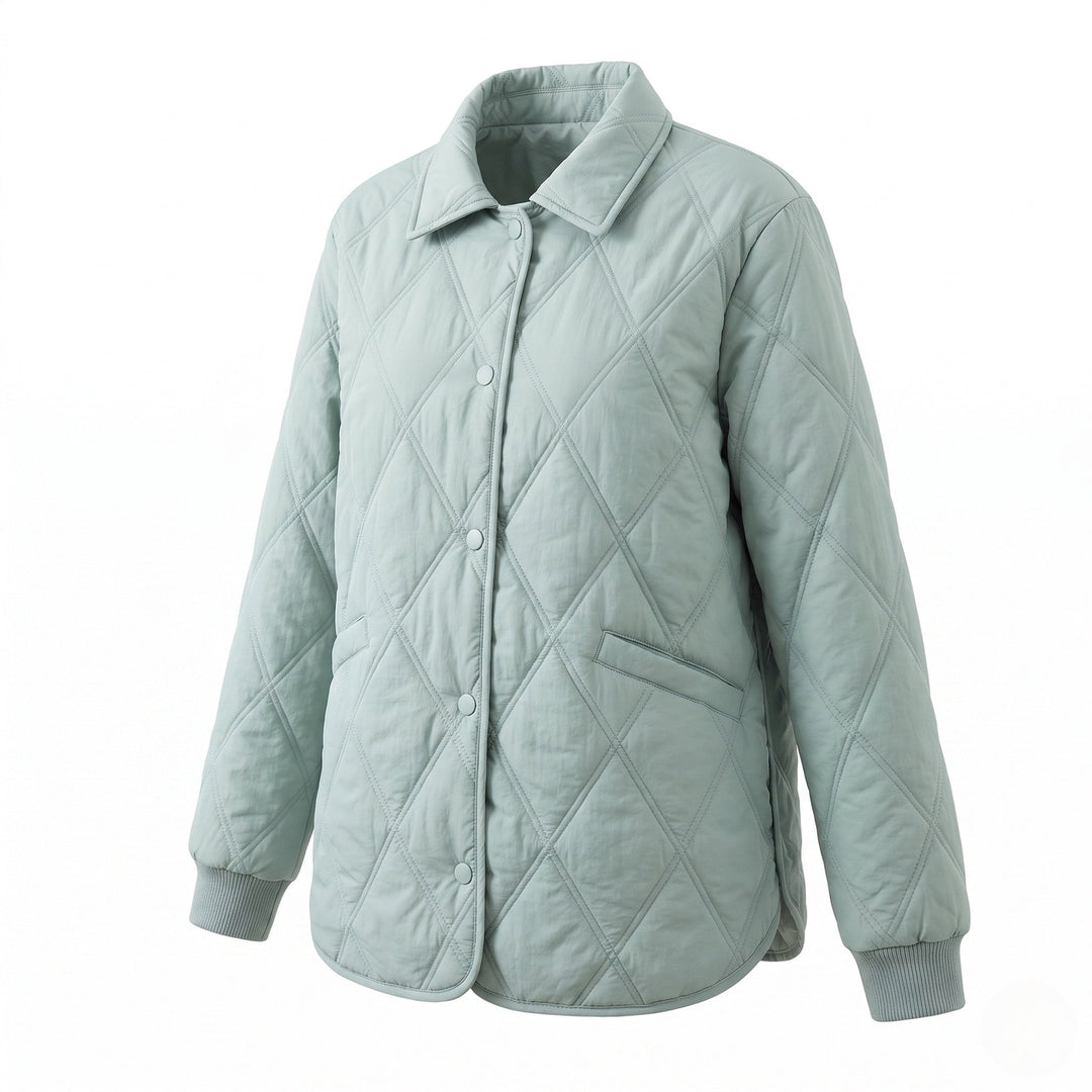 Moderne Damen Frühlingsjacke: Leichte Steppjacke mit elegantem Rautenmuster und lockerem Schnitt.