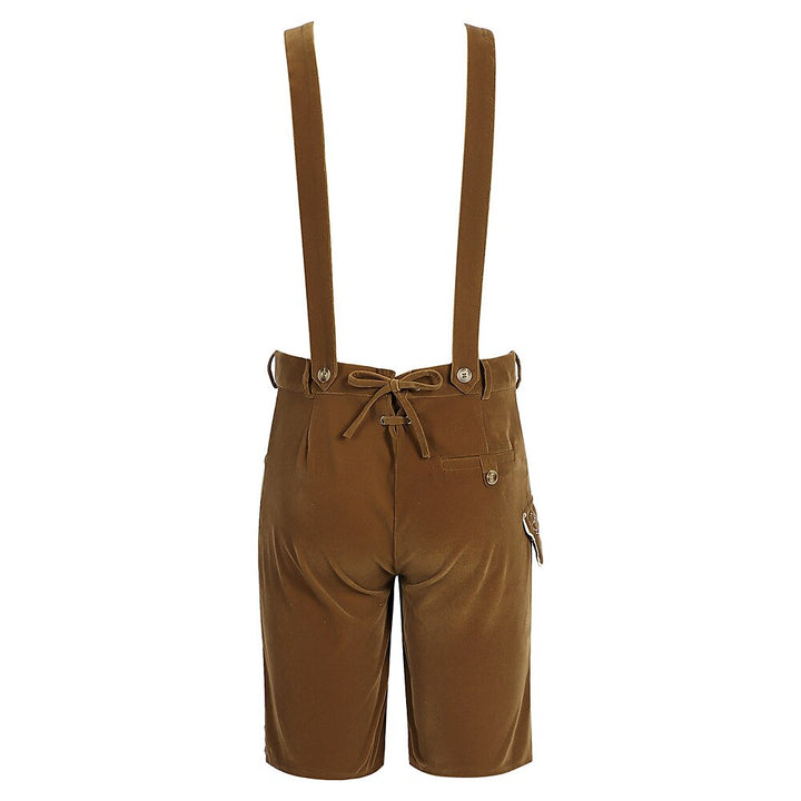 Herren Lederhose in Braun, ideal für Oktoberfest & Volksfeste. Traditioneller Look mit feiner Stickerei.