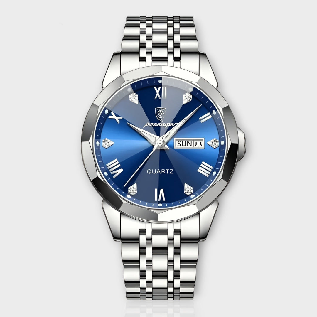 Elegante Herren-Automatikuhr mit Saphirglas und braunem Lederarmband. Stilvolle Edelstahluhr für Männer.