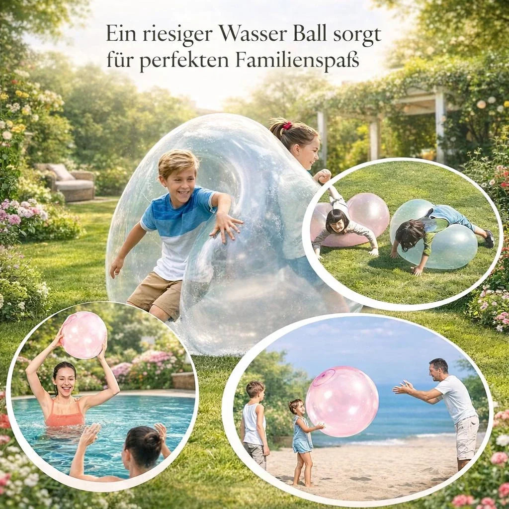 Aufblasbarer Riesenspielball in Hellblau, Grün, Rosa für Kinder & Familienspiele im Garten oder am Strand. Robustes PVC.