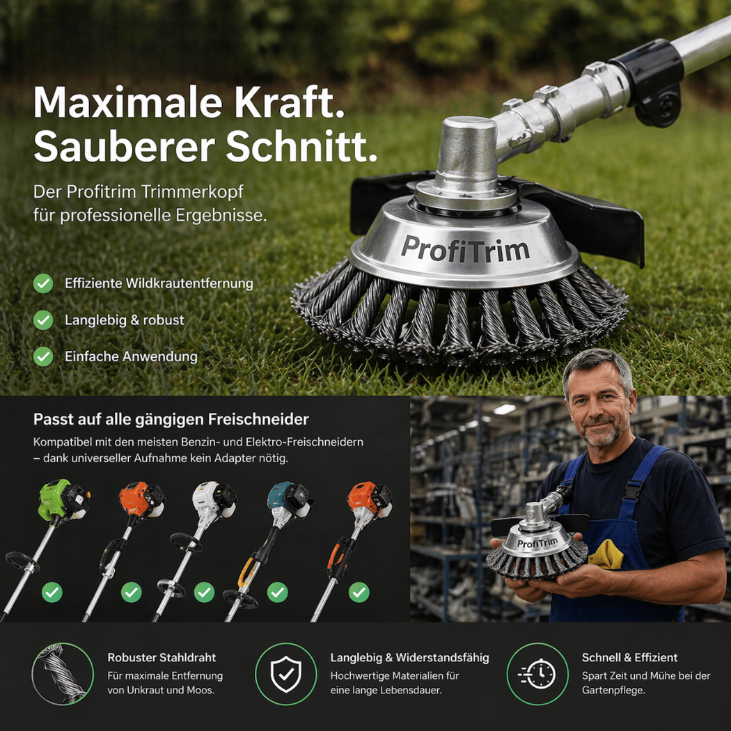 Effizienter Trimmeraufsatz für Rasentrimmer. Mühelose Unkrautentfernung und professionelle Gartenpflege leicht gemacht.