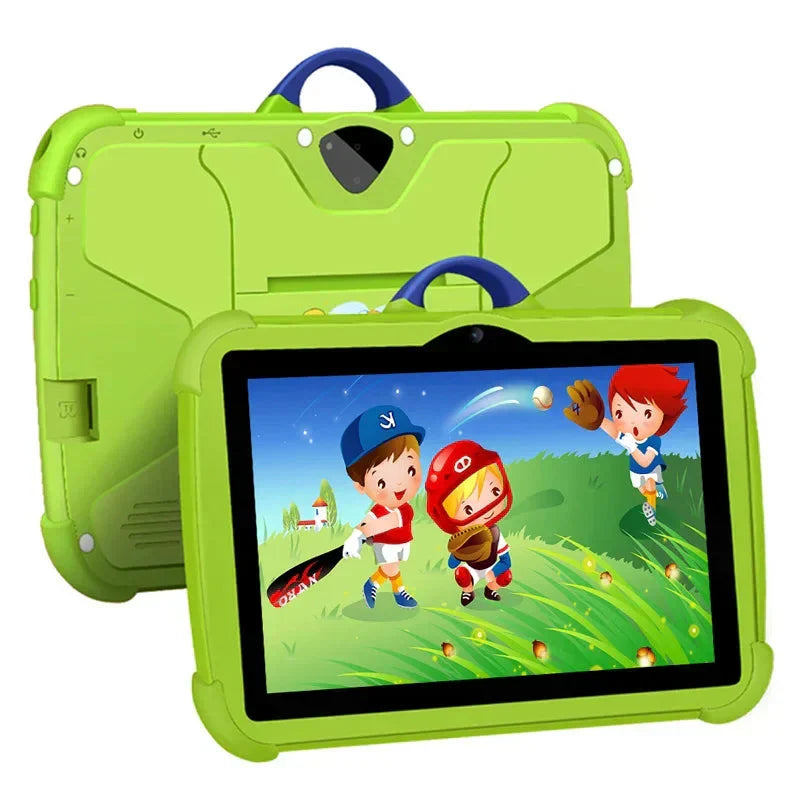 Kinderfreundliches Lerntablet (7 Zoll) mit robustem Gehäuse und pädagogischen Apps für Bildung.