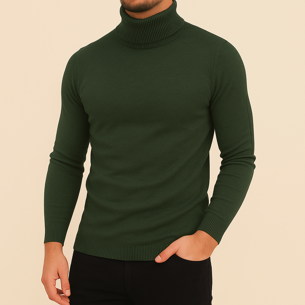 Stylischer Herren Langarm Rollkragenpullover Slim Fit für elegante und moderne Outfits.