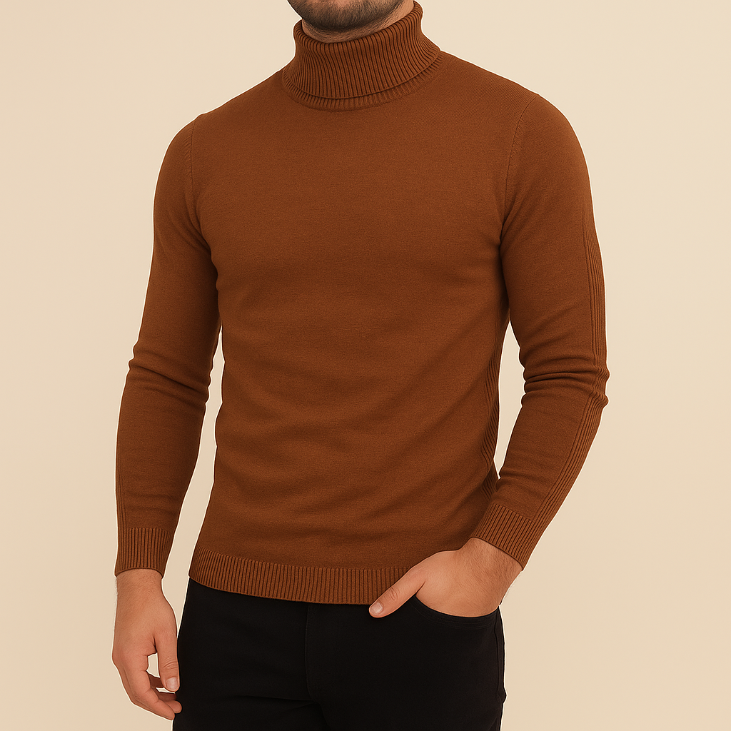 Warmer Herren Slim Fit Rollkragenpullover, ideal als Businesskleidung oder für Freizeitanlässe.