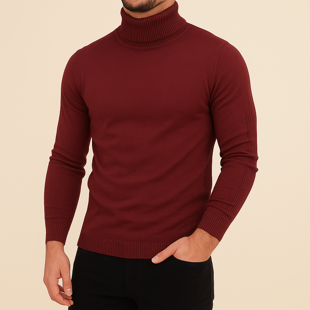 Modischer Herren Winterpullover Slim Fit Rollkragen, perfekt für schicke & bequeme Looks.