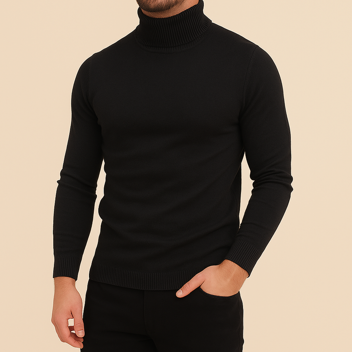 Vielseitiger Herren Slim Fit Rollkragenpullover, kombiniert Mode und Komfort im Winter.