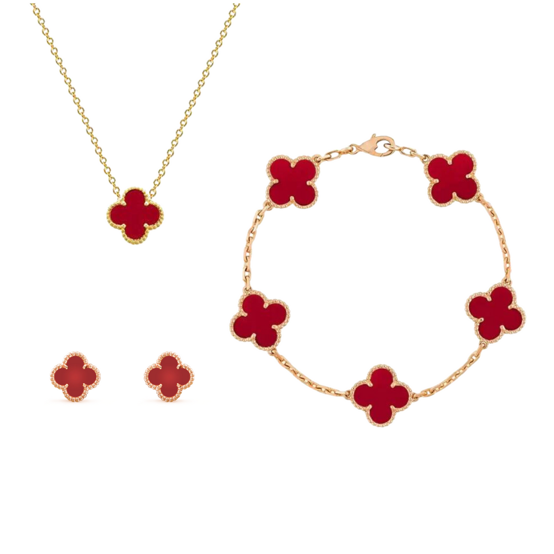 Stilvolles vergoldetes Edelstahl Kleeblatt Armband für Damen. Modernes Design, ideales Geschenk.