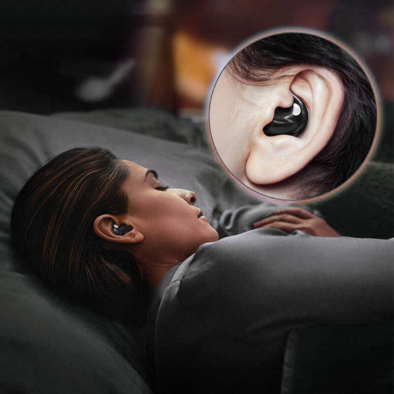 Mini unsichtbare In-Ear Schlaf-Ohrhörer in Schwarz, kabellos, mit Geräuschisolierung.