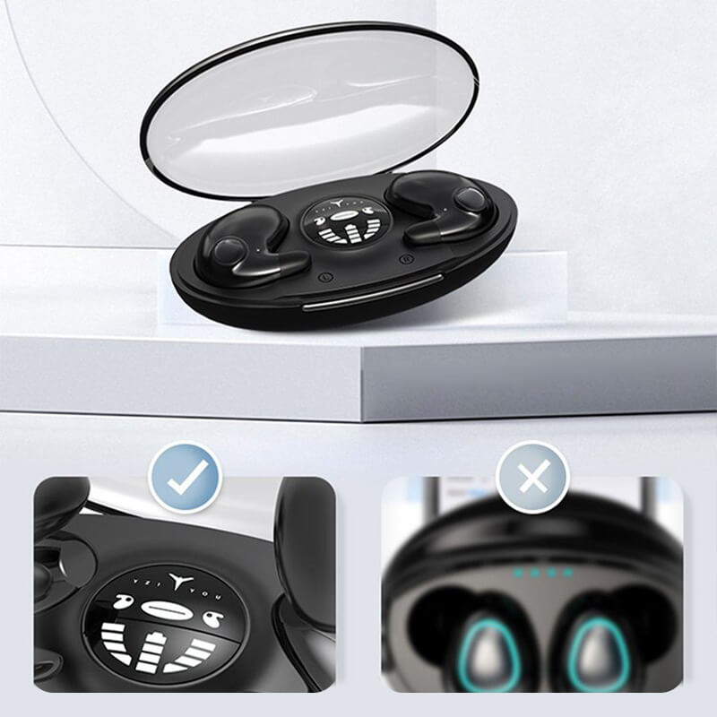 Ultra-kleine kabellose Bluetooth Schlaf-Ohrhörer für Geräuschisolierung und Komfort.
