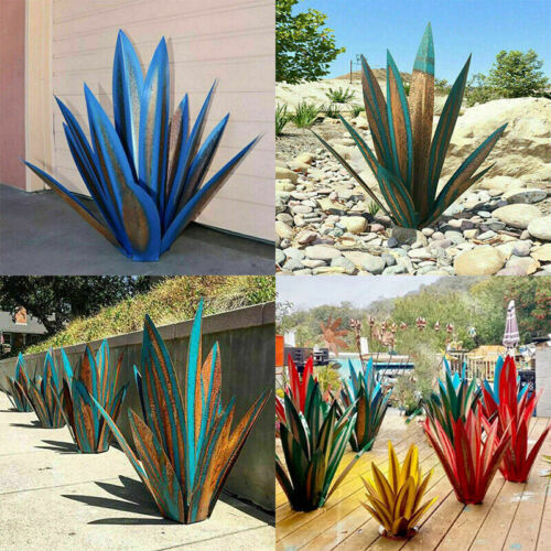 Dekorative Metall Agave Pflanzenskulptur, rostfrei und langlebig. Einzigartiges Gartenambiente.
