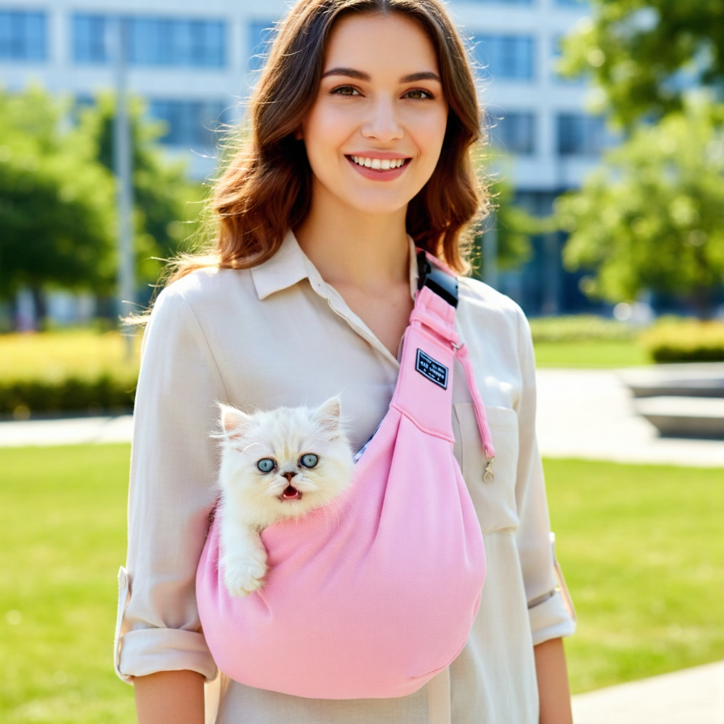 Hands-free Hundetragetasche in modernem Design, perfekt für unterwegs mit kleinen Hunden & Welpen.