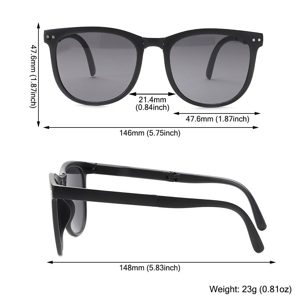 Kompakte, faltbare Unisex-Sonnenbrille im Retro-Stil mit UV-Schutz, ideal für unterwegs.