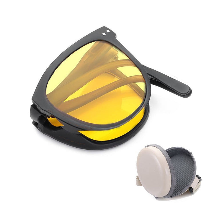 Stilvolle, faltbare Unisex-Sonnenbrille im Retro-Design mit umfassendem UV-Schutz.