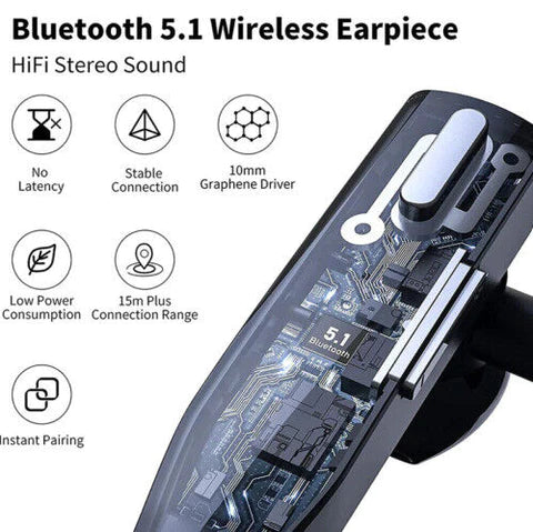 Draadloze Bluetooth 5.1 headset met dubbele microfoon, perfect voor professionele communicatie op kantoor.
