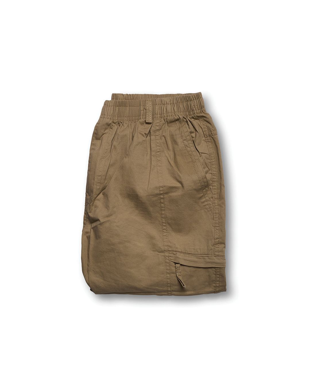 Gefaltete Khaki Herren Cargo-Hose mit funktionalen Taschen, lockerem Schnitt und bequemem Vier-Wege-Stretch.
