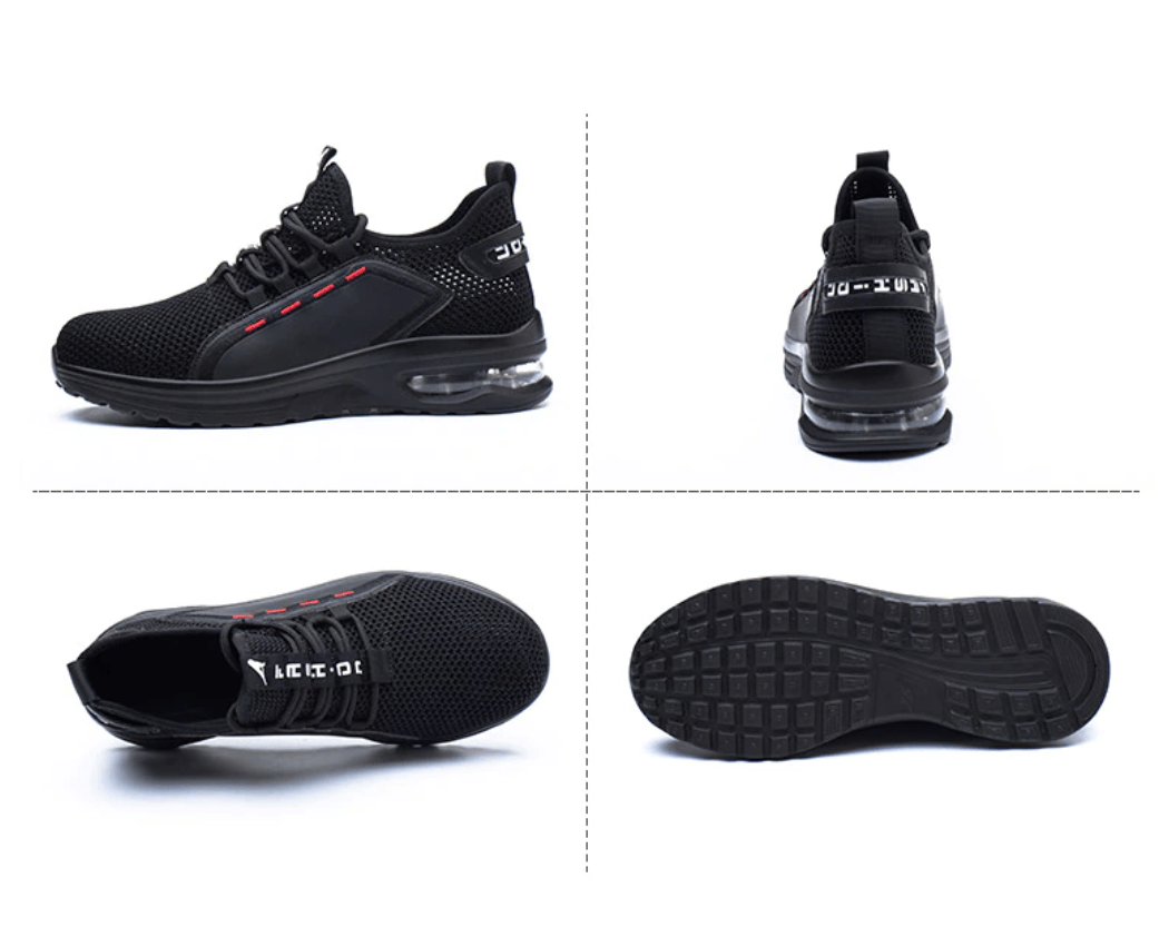Moderne Herren Sicherheitsschuhe im Sneaker-Look. Stahlkappe, Komfort-Dämpfung & rutschfest. Schutzschuhe S3.