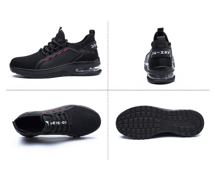 Moderne Herren Sicherheitsschuhe im Sneaker-Look. Stahlkappe, Komfort-Dämpfung & rutschfest. Schutzschuhe S3.