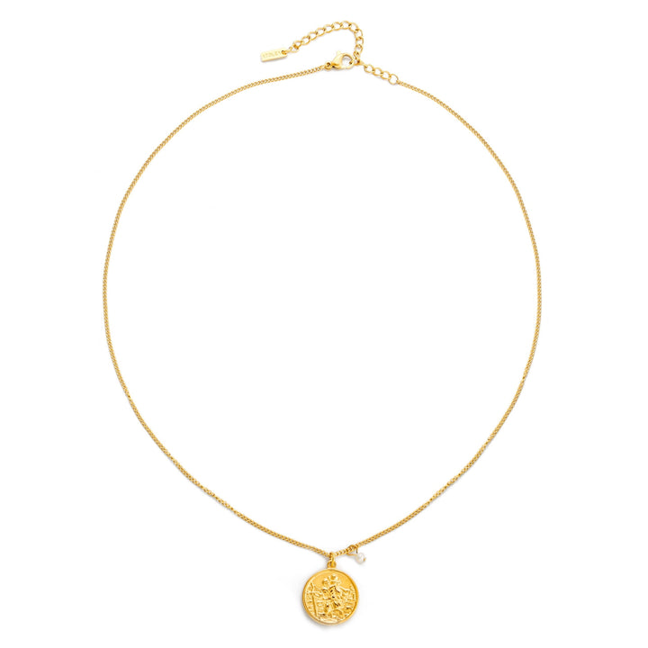 Moderne Goldkette mit Süßwasserperle und Medaillon als Damenschmuck, wasserfest und chic.