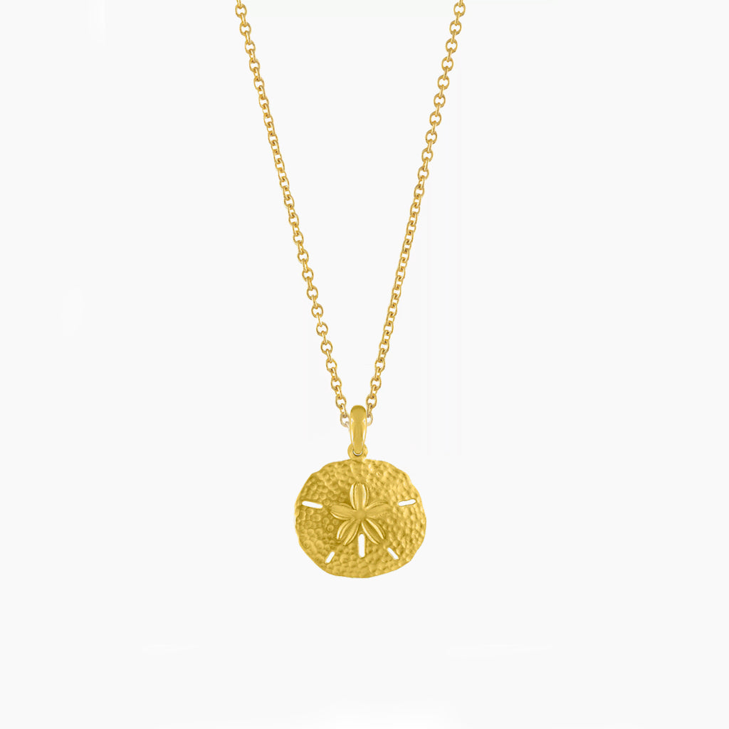 Detailreiche Sanddollar-Halskette für Damen, goldfarben, verstellbar & hypoallergen.