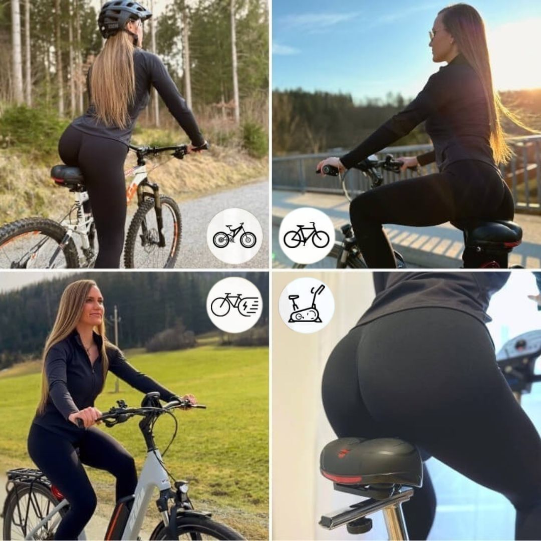 Hochwertiger Fahrradsattel mit Federungssystem. Reduziert Stöße und erhöht den Fahrkomfort.