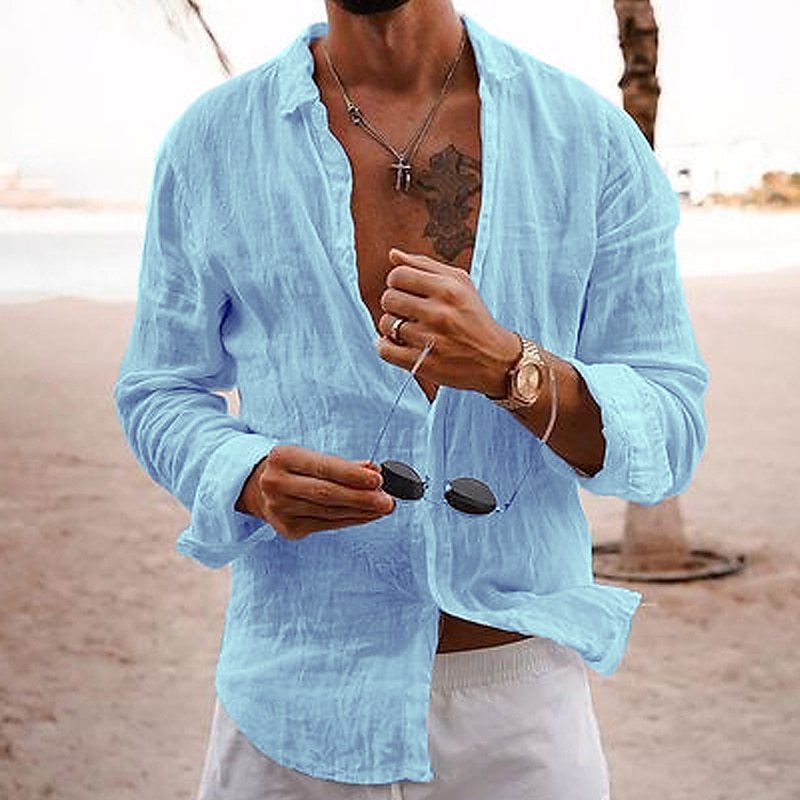 Herren Sommerhemd aus Leinen, leicht & atmungsaktiv für warme Tage. Ideal für Freizeit & Business Casual.
