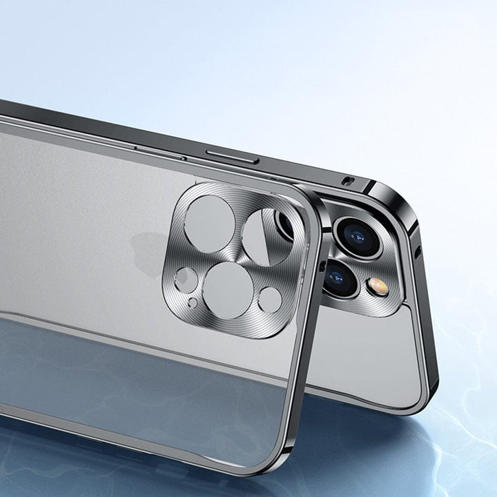 Stoßfeste Schutzhülle aus Metall für iPhone, passgenau und leicht, ideal gegen Stürze und Kratzer.