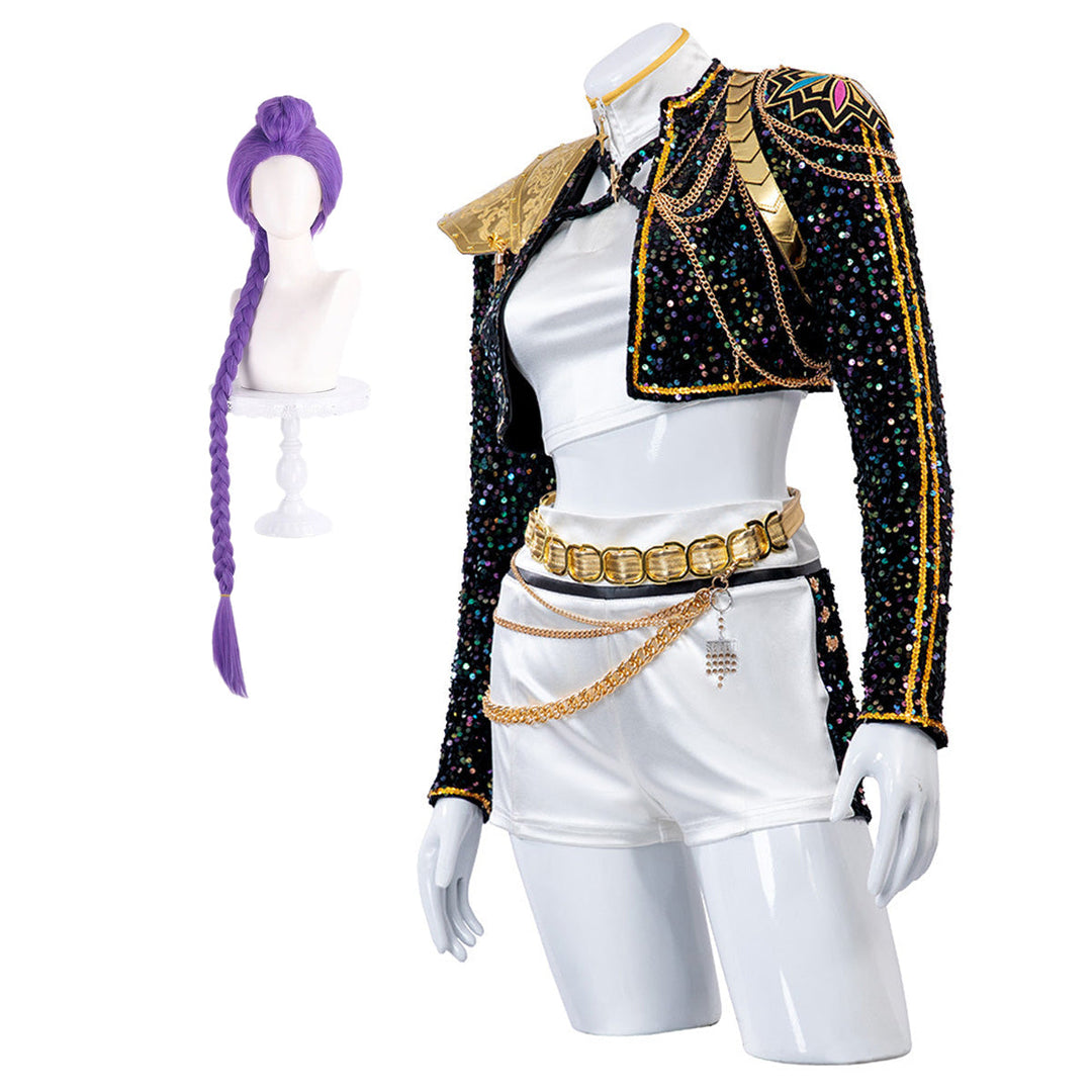 Kinderkostüm mit schwarzen und goldenen Pailletten, unisex, geeignet für Fasching & Partys.