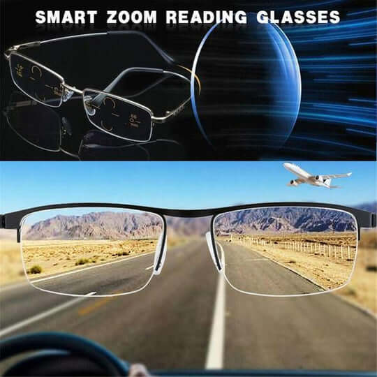 Elegante schwarze Lesebrille & Fernbrille in einer intelligenten Damen-Gleitsichtbrille vereint.
