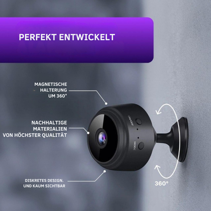 Kabellose WLAN-Überwachungskamera mit Bewegungserkennung, Nachtsicht & Audio für Smart Home Sicherheit.