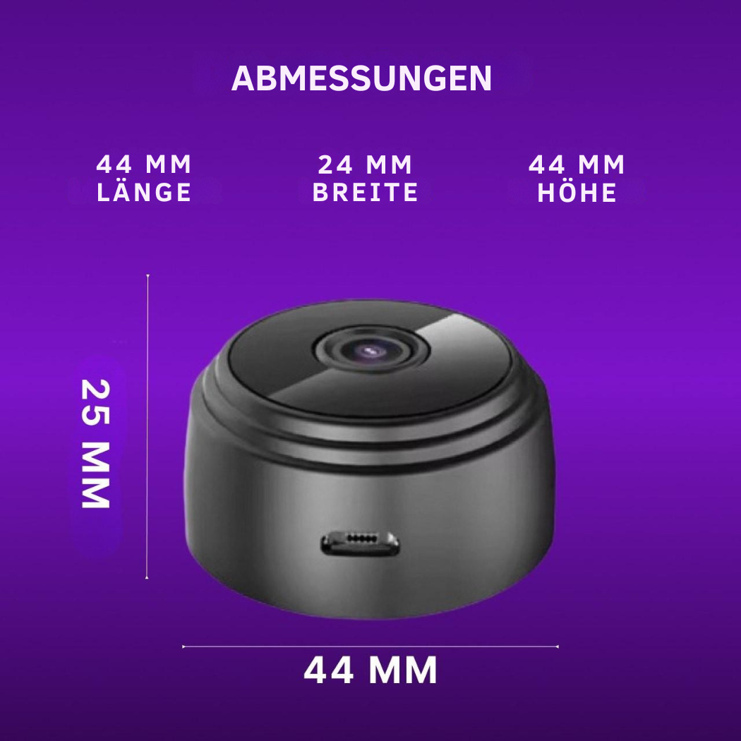 WLAN-fähige Mini-Kamera für nahtlose Heimüberwachung, mit Fernzugriff und einfacher Installation.