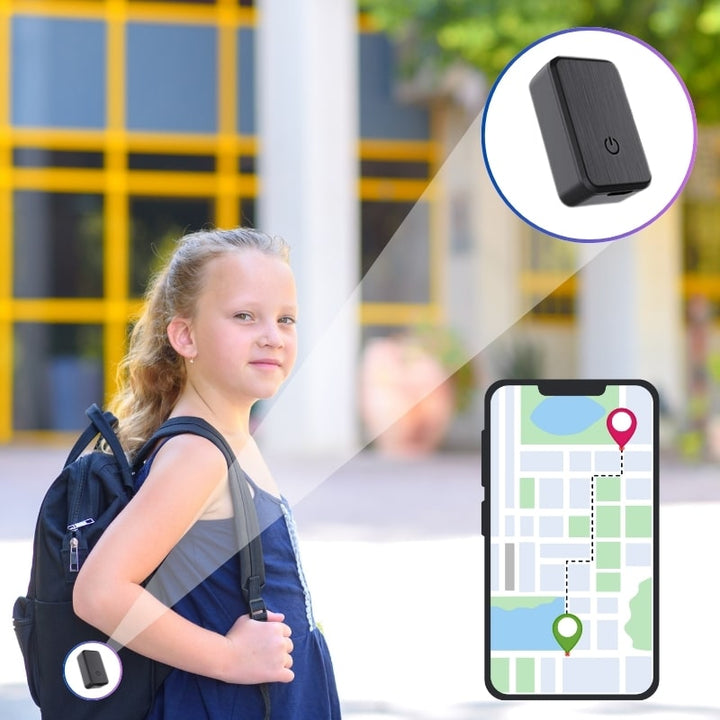 Schwarzer Mini-GPS-Tracker für Kinder. Zuverlässige Echtzeit-Ortung für Kindersicherheit und Elternschutz.