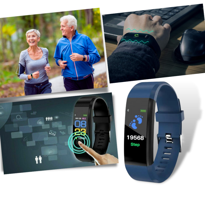 Elegante Senioren Smartwatch mit Silikonarmband. Perfekt als Gesundheitstracker für Aktive.