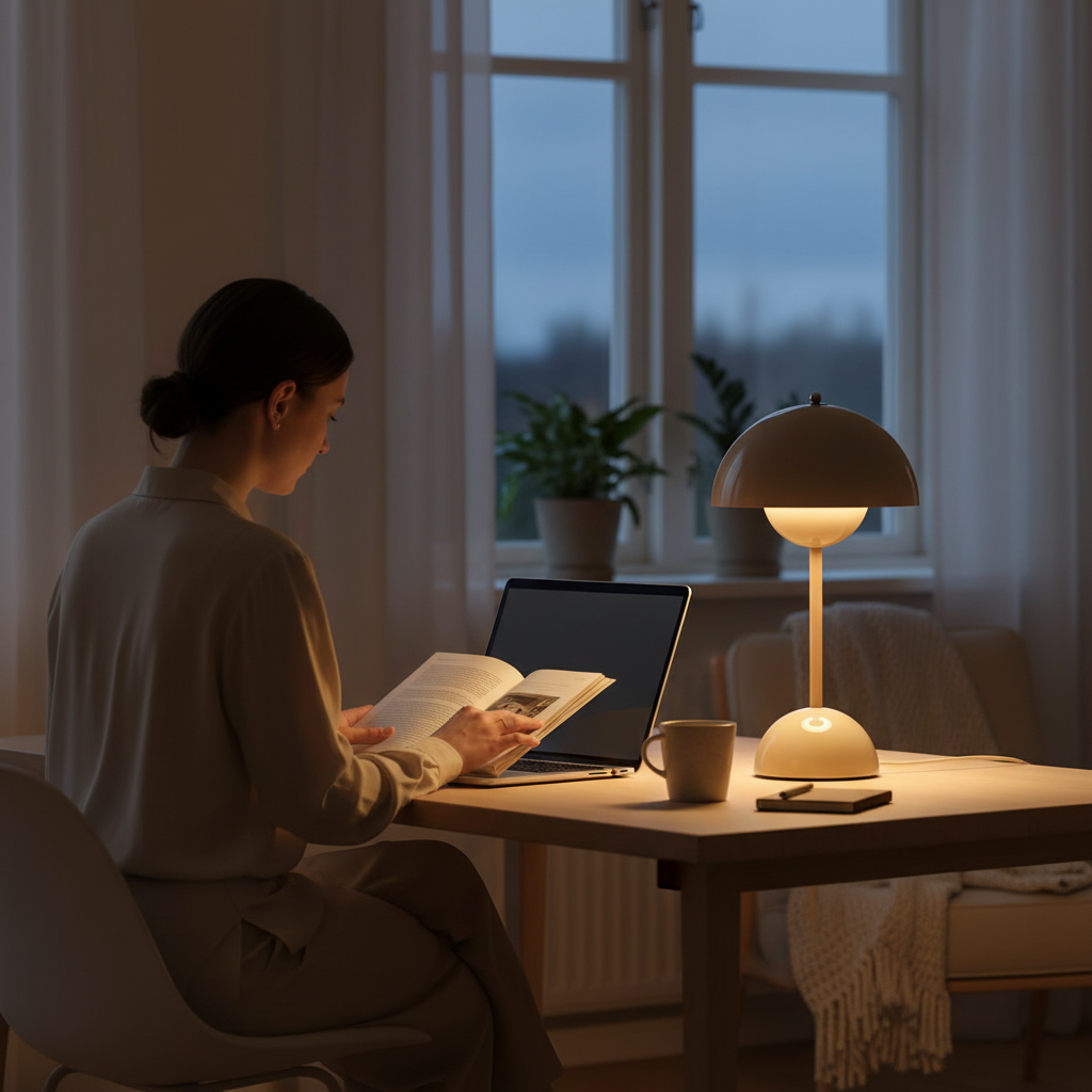 Moderne LED-Tischlampe, skandinavisch, ideal als Nachttischlampe oder Designer-Dekolampe.