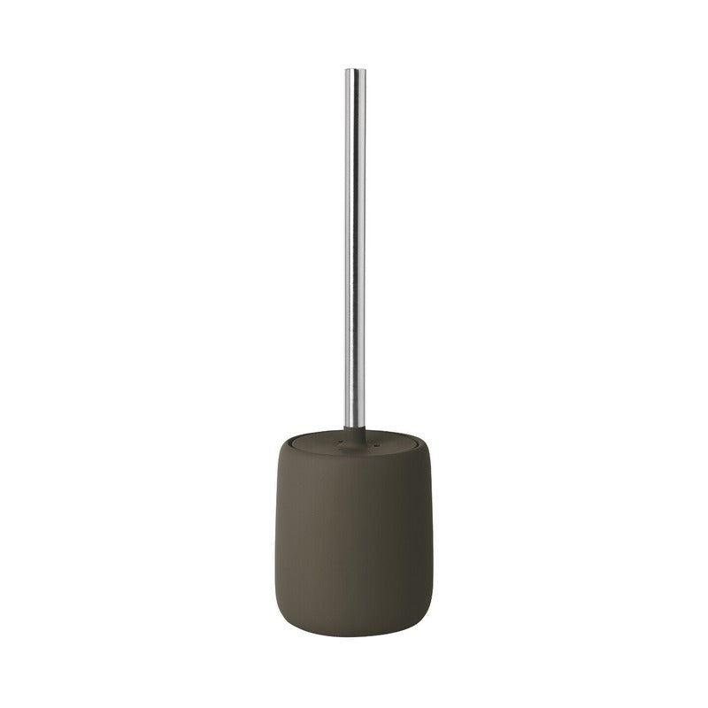 Platzsparende Toilettenbürste mit mattem Halter, ideales modernes Badaccessoire.