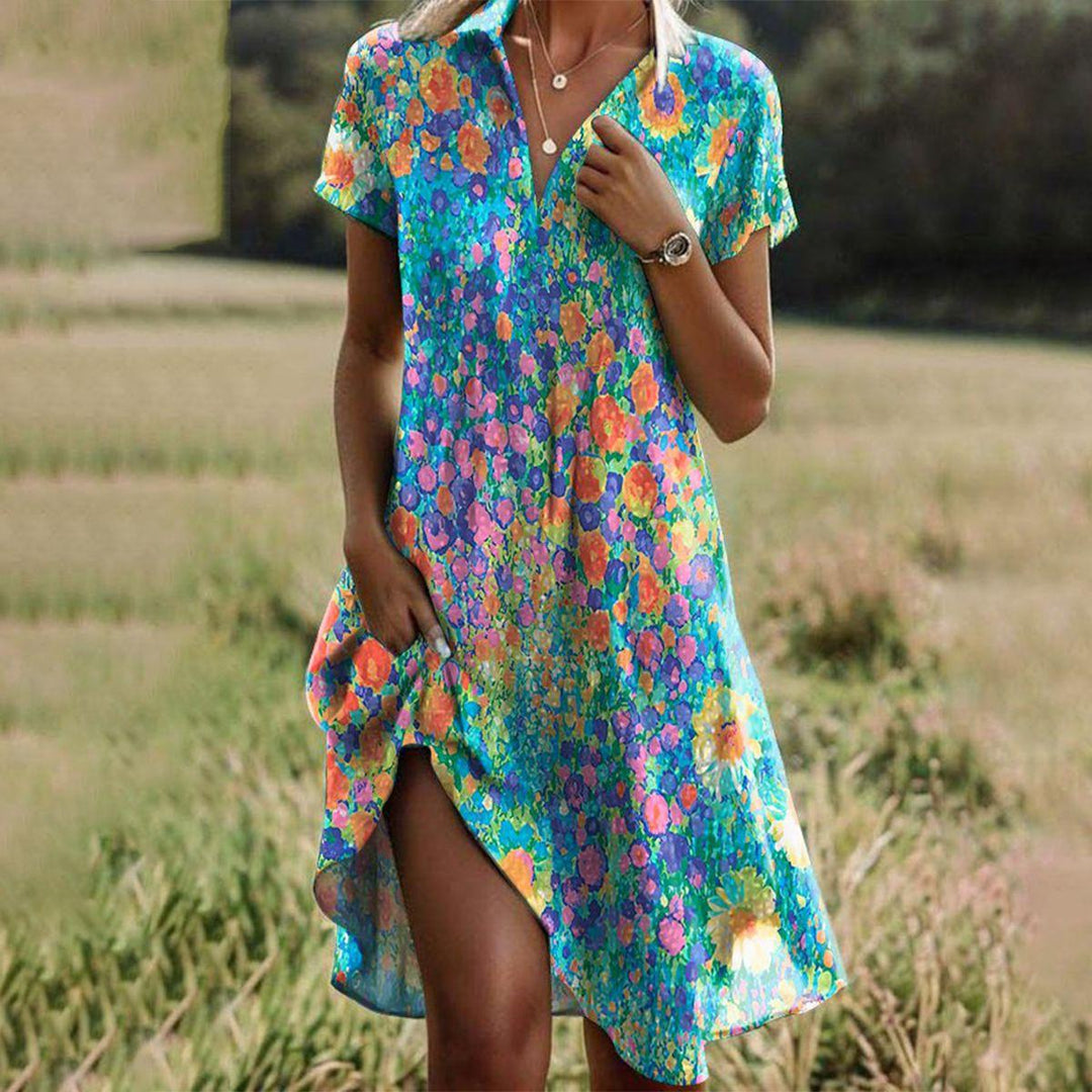 Damen Boho Chic Sommerkleid, leicht & fließend, ideal für warme Sommertage und Urlaubsfeeling.