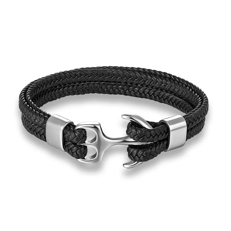 Goldfarbenes Unisex Anker-Armband mit mehrschichtiger Optik. Eleganter maritimer Schmuck, ideales Geschenk.