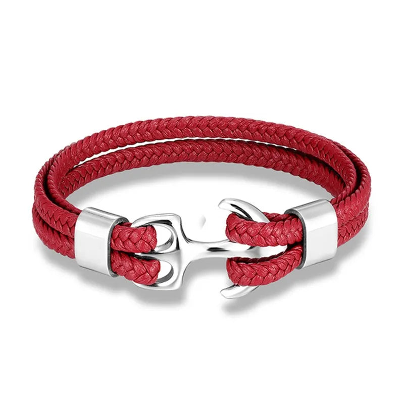 Unisex Anker-Armband mit mehrschichtiger Leder-Optik. Robustes maritimes Accessoire für Damen & Herren.