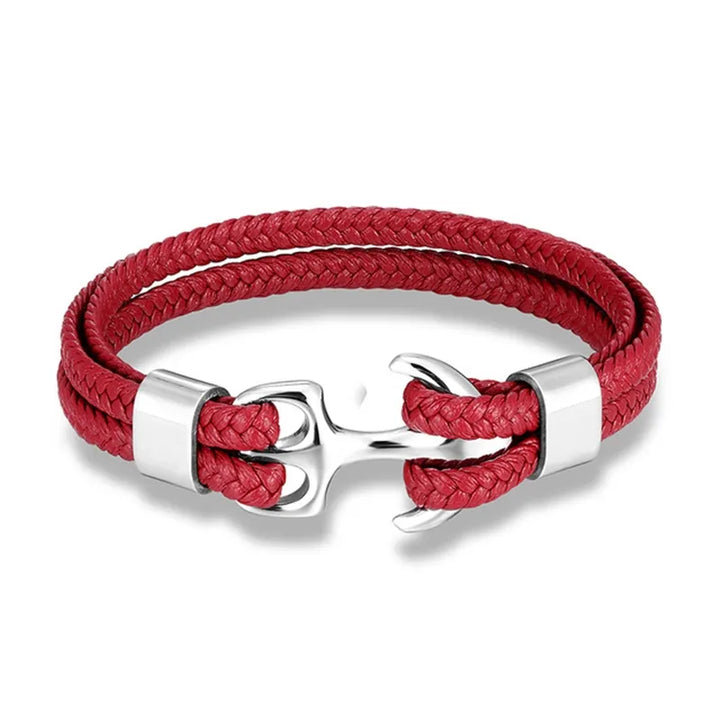 Unisex Anker-Armband mit mehrschichtiger Leder-Optik. Robustes maritimes Accessoire für Damen & Herren.