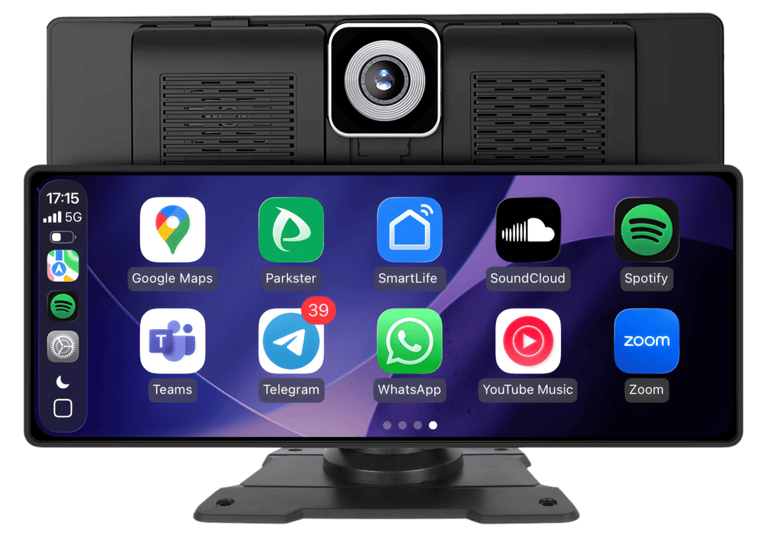 Smartes Kfz-Display für Apple CarPlay & Android Auto. Drahtloses Infotainment mit Navigation & Freisprechanlage.