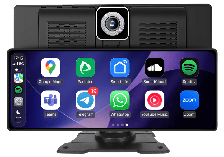 Smartes Kfz-Display für Apple CarPlay & Android Auto. Drahtloses Infotainment mit Navigation & Freisprechanlage.