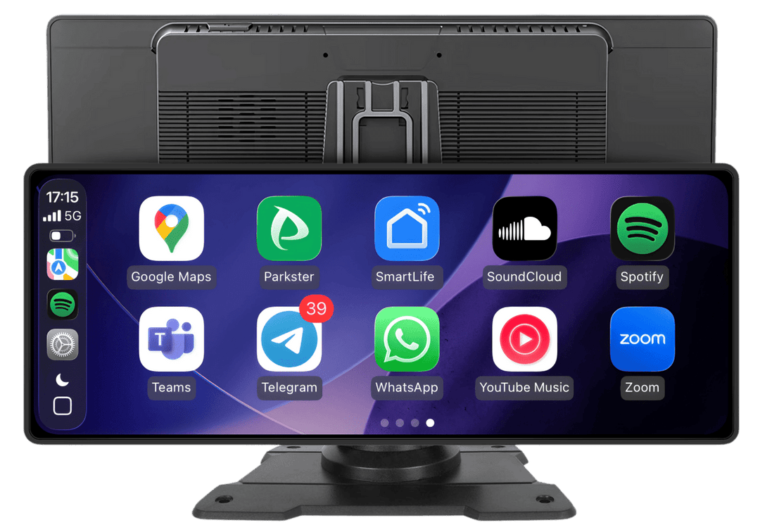 Hochauflösendes Kfz-Display mit integrierter Dashcam. Kabelloses CarPlay & Android Auto für sichere Fahrt.