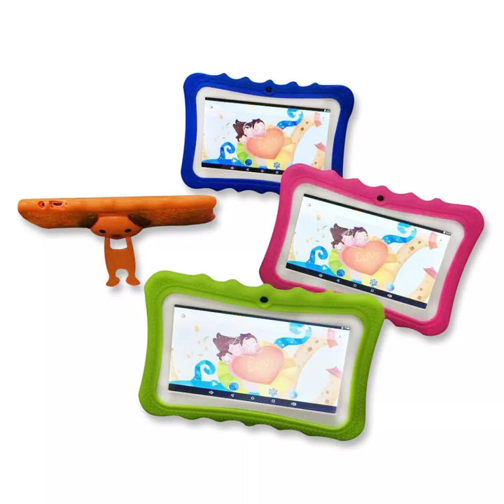 SmartKid 7-Zoll Kinder-Tablet, stoßfest und lernfördernd, mit bunter Schutzhülle.