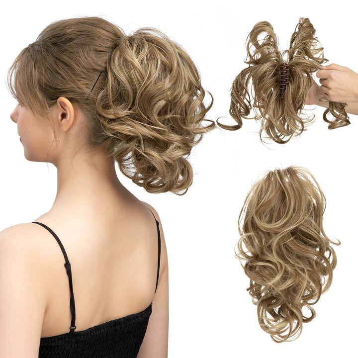 Lockige Clip-in Pferdeschwanz Haarverlängerung für Damen, synthetisch. Sofortiges Volumen für stylische Frisuren.