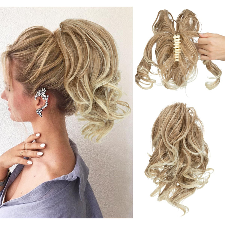 Pferdeschwanz Haarverlängerung mit üppigen Locken, Clip-in für Damen. Einfaches Anbringen für mehr Volumen.