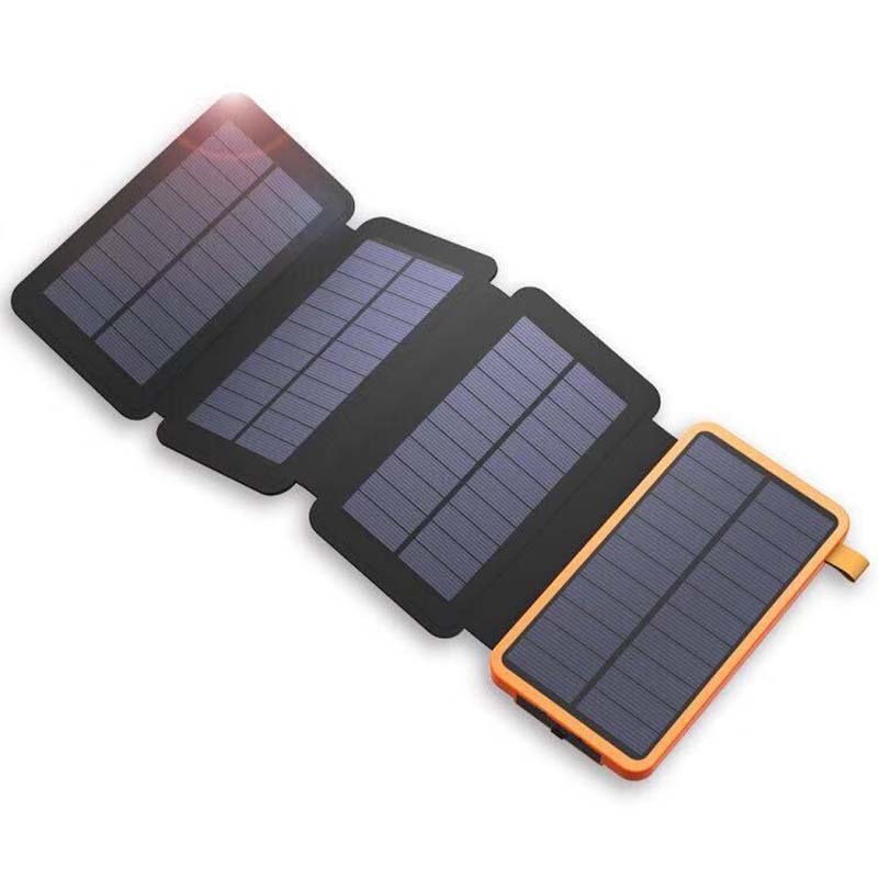 Robuste Solar Powerbank SunCore mit 4 Panels, 3 USB-Ausgängen. Ideal für Outdoor, Camping & Notfall.