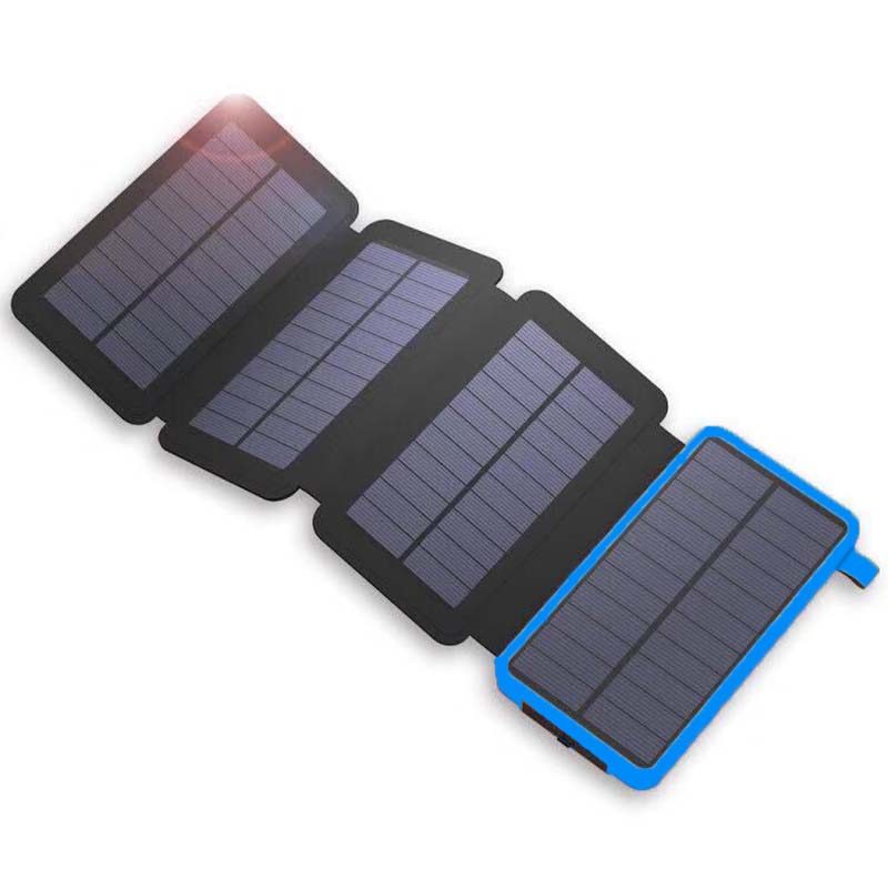 Zuverlässige Outdoor Solar Powerbank mit 3 USB-Anschlüssen; Energielösung für Camping & Notfall.