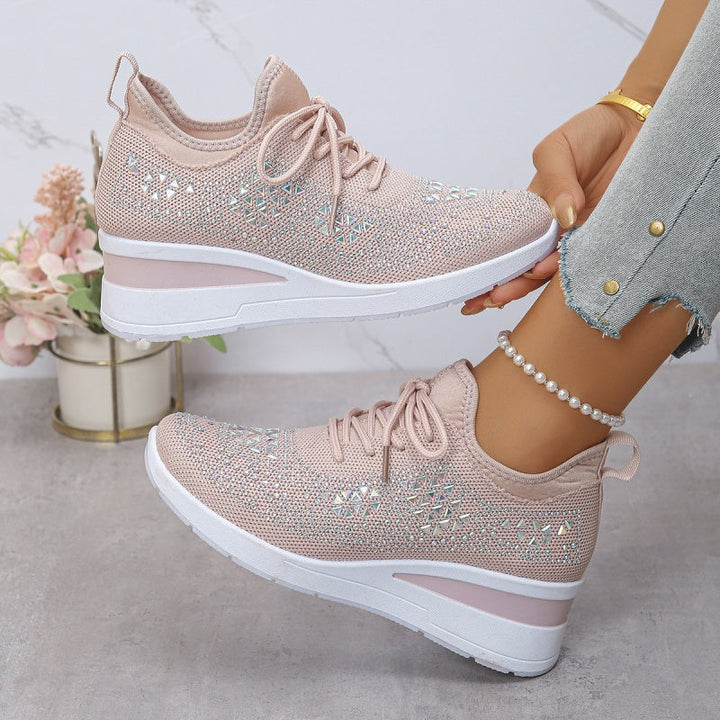 Elegante orthopädische Damen-Sneaker mit Strass-Akzenten & effektiver Fußgewölbestütze.
