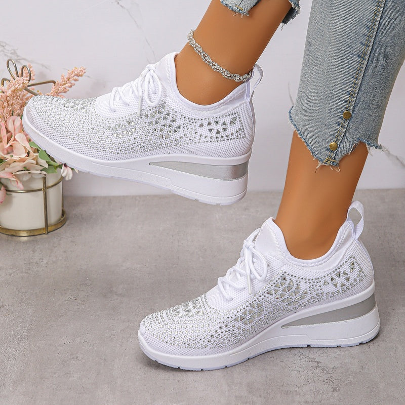 Komfortable Damen-Orthopädie-Sneaker mit Strass, für elegante Bequemlichkeit im Alltag.